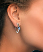 Load image into Gallery viewer, Blue Topaz_Tori Hill® Sterling Silver Genuine Marcasite and Simulated Blue Topaz Oval Hoop Earrings_I_Heart_1
