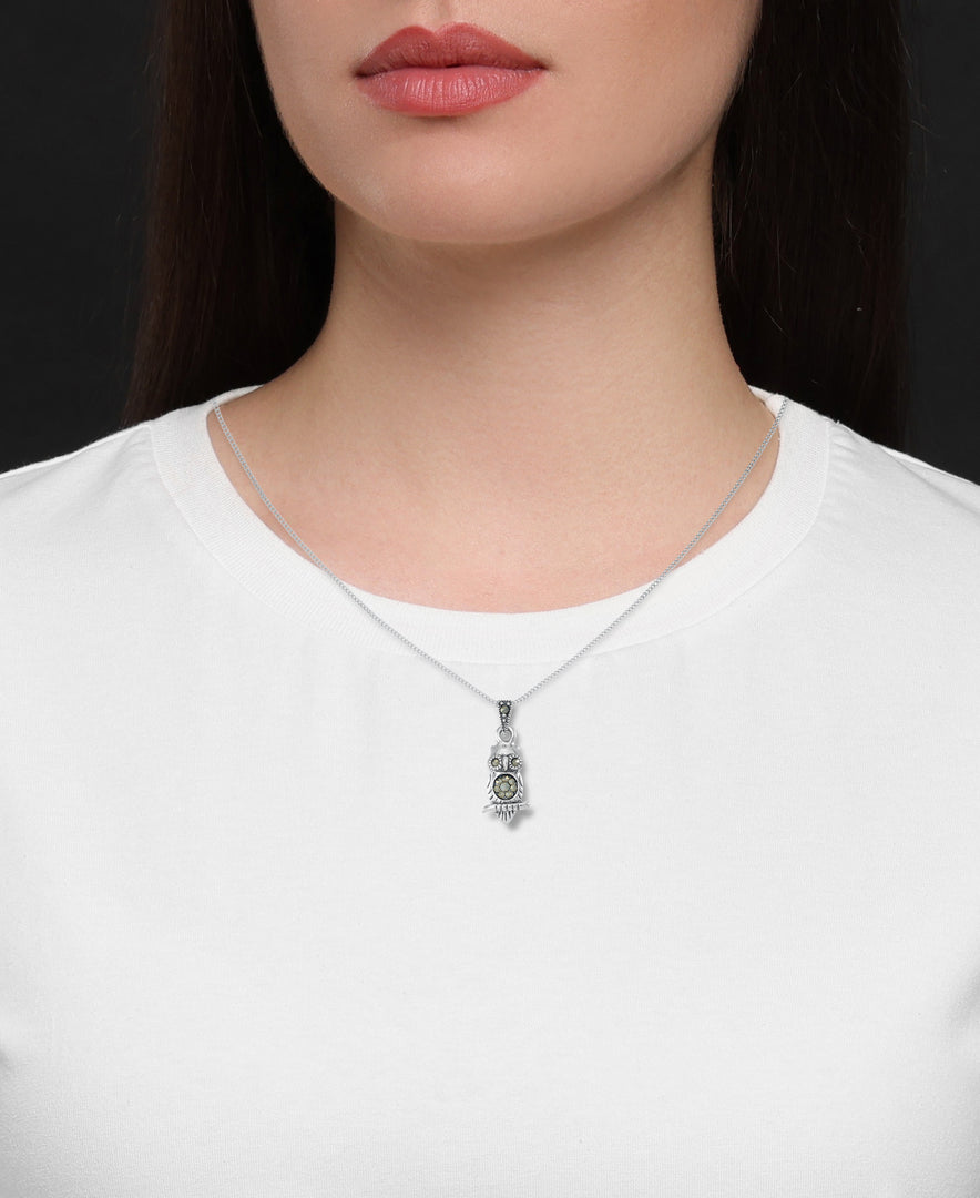 Sterling Silver_Tori Hill® Genuine Marcasite Owl Pendant, 18" Chain_I_Heart_1