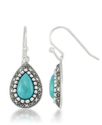 Load image into Gallery viewer, Sterling Silver_Tori Hill® Genuine Marcasite Teardrop Dangle Earrings_I_Heart_1
