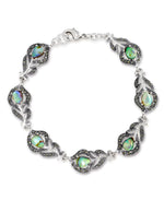 Load image into Gallery viewer, Sterling Silver_Tori Hill® Genuine Marcasite and Abalone Peacock Feather Bracelet, 7&quot;_I_Heart_1
