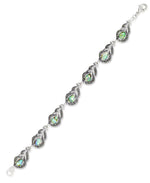 Load image into Gallery viewer, Sterling Silver_Tori Hill® Genuine Marcasite and Abalone Peacock Feather Bracelet, 7&quot;_I_Heart_1
