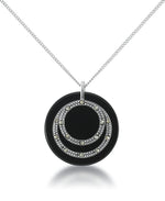Load image into Gallery viewer, Sterling Silver_Tori Hill® Genuine Marcasite and Black Onyx Multi Circle Medalion Pendant, 18&quot;_I_Heart_1
