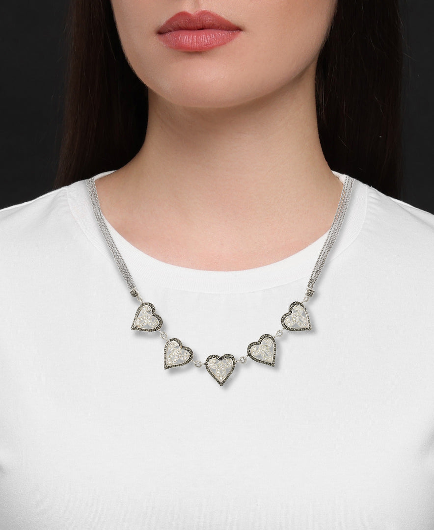 Sterling Silver_Tori Hill® Genuine Marcasite and Brilliant Crystal Victorian Multi Heart Necklace_I_Heart_1