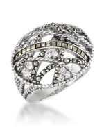 Load image into Gallery viewer, Sterling Silver_Tori Hill® Genuine Marcasite and Crystal Highway Ring_I_Heart_1
