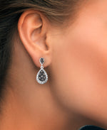 Load image into Gallery viewer, Sterling Silver_Tori Hill® Genuine Marcasite and Crystal Teardrop Dangle Earrings_I_Heart_1

