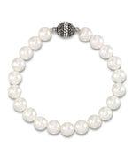 Load image into Gallery viewer, Sterling Silver_Tori Hill® Genuine Marcasite and Freshwater Cultured Pearl Strand Bracelet, 7&quot;_I_Heart_1
