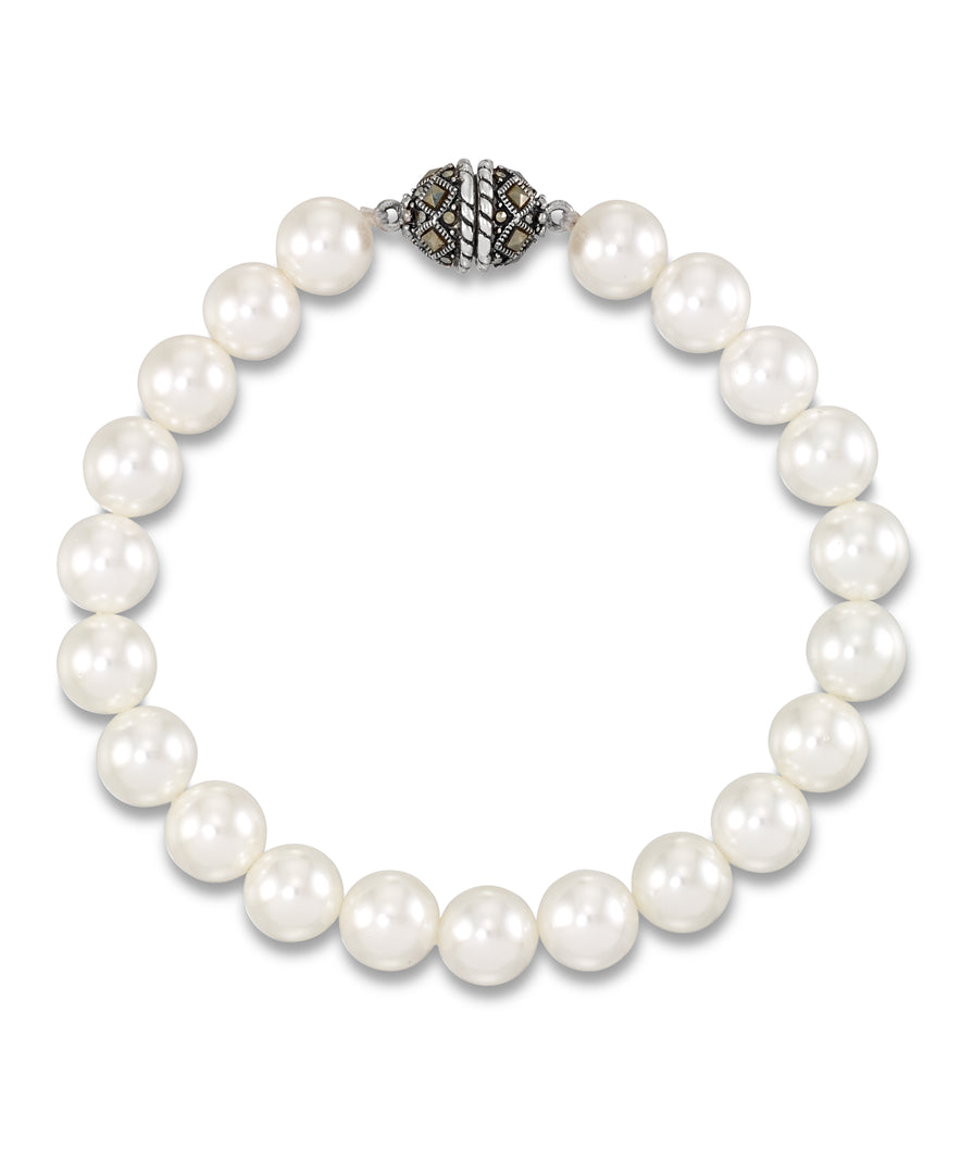 Sterling Silver_Tori Hill® Genuine Marcasite and Freshwater Cultured Pearl Strand Bracelet, 7"_I_Heart_1