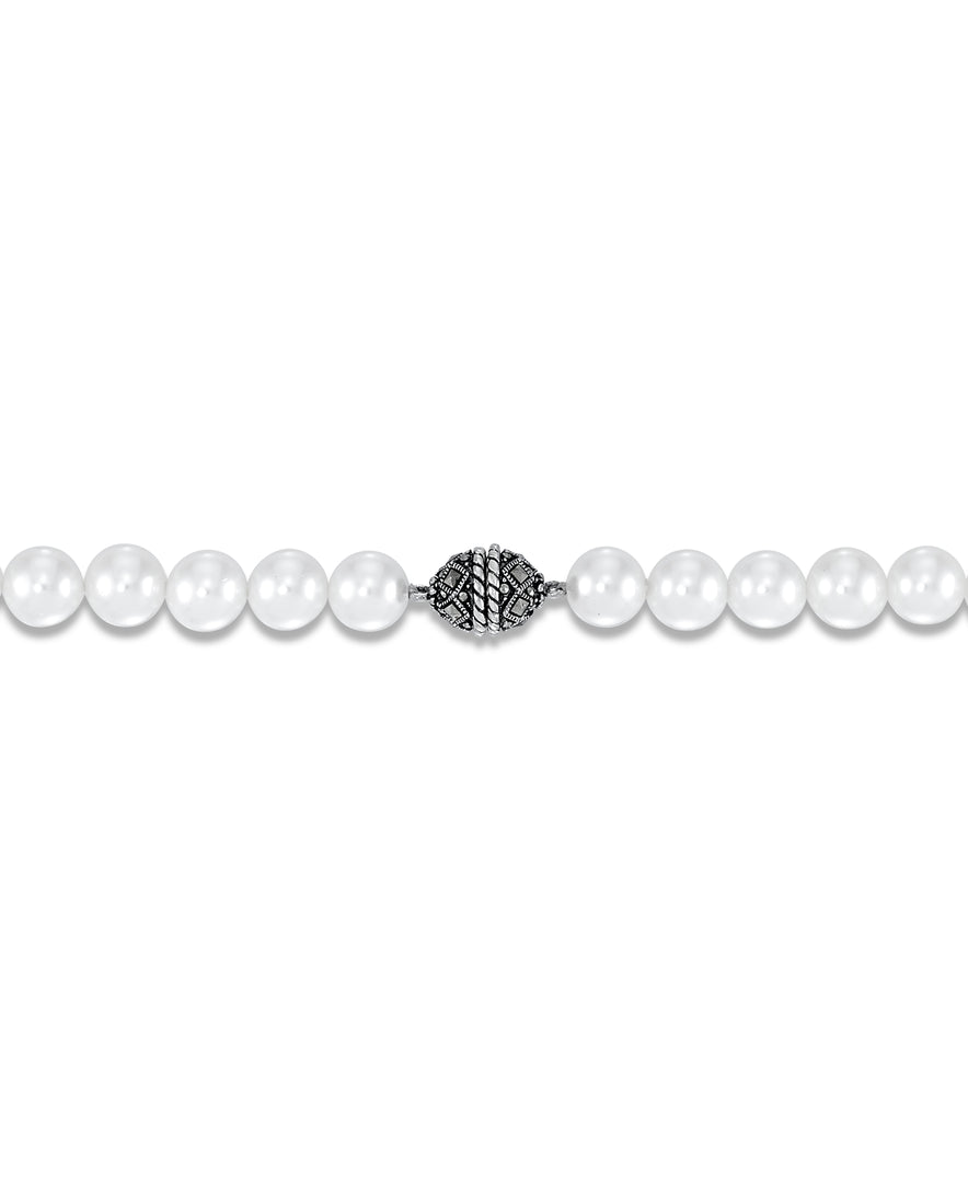 Sterling Silver_Tori Hill® Genuine Marcasite and Freshwater Cultured Pearl Strand Necklace, 18"_I_Heart_1