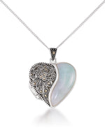 Load image into Gallery viewer, Sterling Silver_Tori Hill® Genuine Marcasite and Jade Heart Pendant, 18&quot; Chain_I_Heart_1
