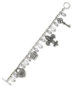 Load image into Gallery viewer, Sterling Silver_Tori Hill® Genuine Marcasite and Pearl Multi Charm Bracelet_I_Heart_1
