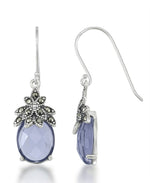 Load image into Gallery viewer, Sterling Silver_Tori Hill® Genuine Marcasite and Simulated Amethyst Pineapple Dangle Earrings_I_Heart_1
