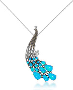 Cargar imagen en el visor de la galería, Sterling Silver_Tori Hill® Genuine Marcasite and Simulated Opal Peacock Pendant, 18&quot;_I_Heart_1
