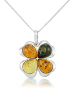 Load image into Gallery viewer, Sterling Silver_Amber Rosa™ Genuine Multicolor Amber Flower Pendant - iHeart Jewels_I_Heart_1
