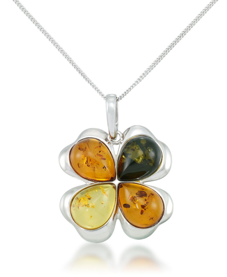 Sterling Silver_Amber Rosa™ Genuine Multicolor Amber Flower Pendant - iHeart Jewels_I_Heart_1