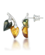Load image into Gallery viewer, Sterling Silver_Amber Rosa™ Genuine Multicolor Amber Leaf Earrings - iHeart Jewels_I_Heart_1
