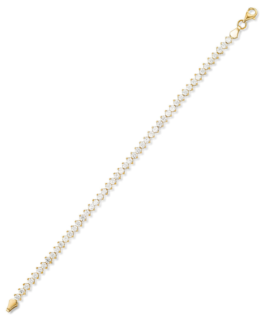 Yellow Gold_10K Gold Tennis Bracelet Made with Fine Simulated Diamonds. Made in Turkey_I_Heart_1