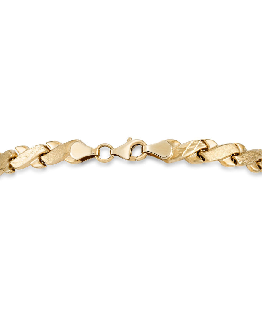 Yellow Gold_14K Gold 17" Diamond Cut and Polished "X" Motif Stampato Necklace. Made in Turkey_I_Heart_1