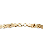 Load image into Gallery viewer, Yellow Gold_14K Gold 7.75&quot; Satin and Diamond Cut &quot;X&quot; Motif Stampato Bracelet. Made in Turkey_I_Heart_1
