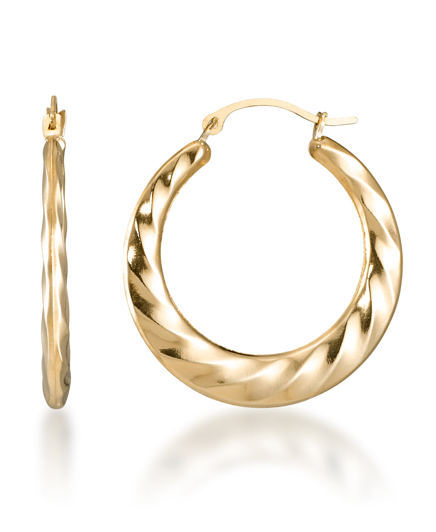 Yellow Gold_10K Gold Bold Graduated Twist Hoop Earrings - iHeart Jewels_I_Heart_1