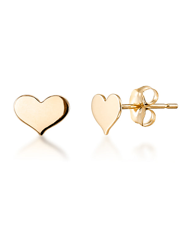 Yellow Gold_10K Gold High Polished Heart Stud Earrings - iHeart Jewels_I_Heart_1