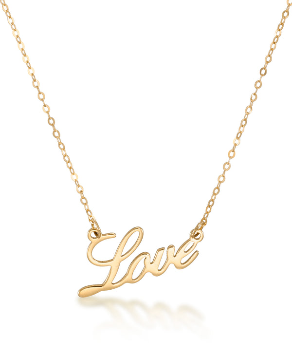 Yellow Gold_10K Gold "Love" Necklace, 18" Chain, Made in Italy_I_Heart_1