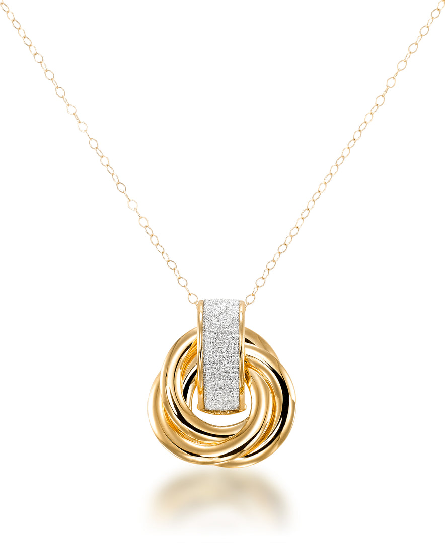 Yellow Gold_10K Gold Loveknot Pendant with Brilliant Glittery Inlay, 18" Chain, Made in Italy_I_Heart_1