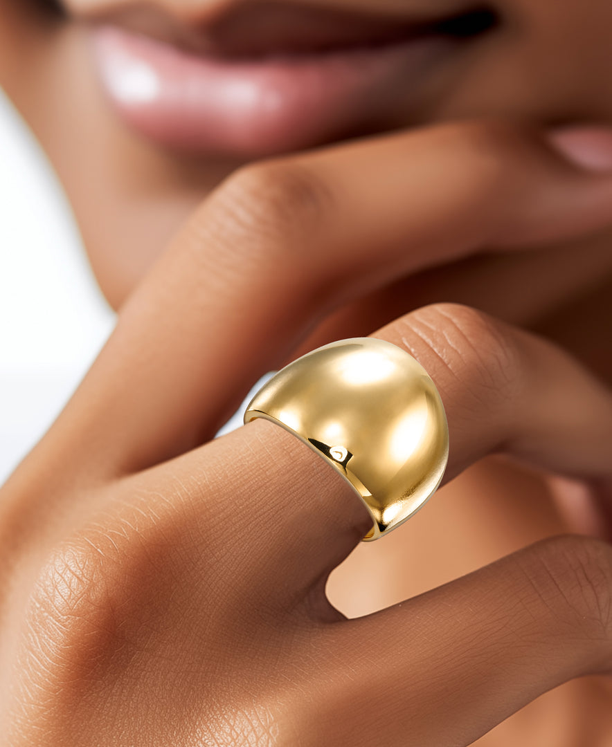 Yellow Gold_14K Gold High Polished Bold Dome Ring. Made in Italy_I_Heart_1