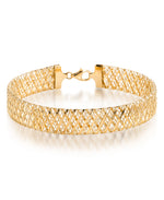 Cargar imagen en el visor de la galería, Yellow Gold 14K Gold Wide Stretchable Woven Mesh Bracelet, Made in Italy_I_Heart_1
