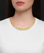 Cargar imagen en el visor de la galería, Yellow Gold Gold Luxe® 14K Gold Bold Graduated Sculpted Curb Link Necklace, 20&quot;. Dent Resistant, Infused with Nano Diamond Resin Core® I_Heart_1
