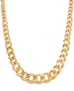 Cargar imagen en el visor de la galería, Yellow Gold Gold Luxe® 14K Gold Bold Graduated Sculpted Curb Link Necklace, 20&quot;. Dent Resistant, Infused with Nano Diamond Resin Core® I_Heart_1
