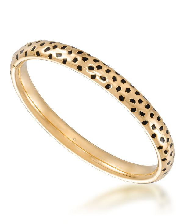 Yellow Gold_Gold Luxe® 14K Gold Bold Hand Enameled and High Polished Bangle Bracelet, 7".  Dent Resistant, Infused with Nano Diamond Resin Core®_I_Heart_1