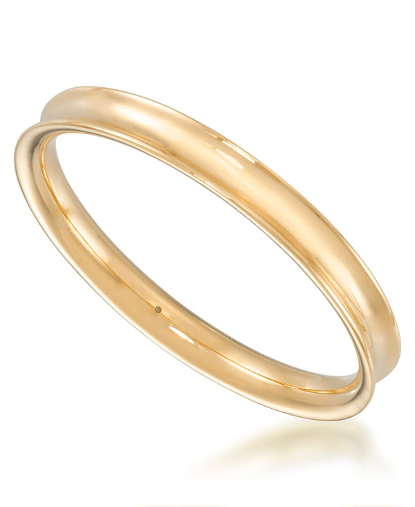 Yellow Gold_Gold Luxe® 14K Gold Bold High Polished Concave Bangle Bracelet, 8".  Dent Resistant, Infused with Nano Diamond Resin Core®_I_Heart_1