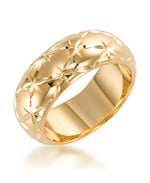 Cargar imagen en el visor de la galería, Yellow Gold Gold Luxe® 14K Gold Bold Sarkle Diamond Cut Domed Band Ring Dent Resistant, Infused with Nano Diamond Resin Core®_I_Heart_1
