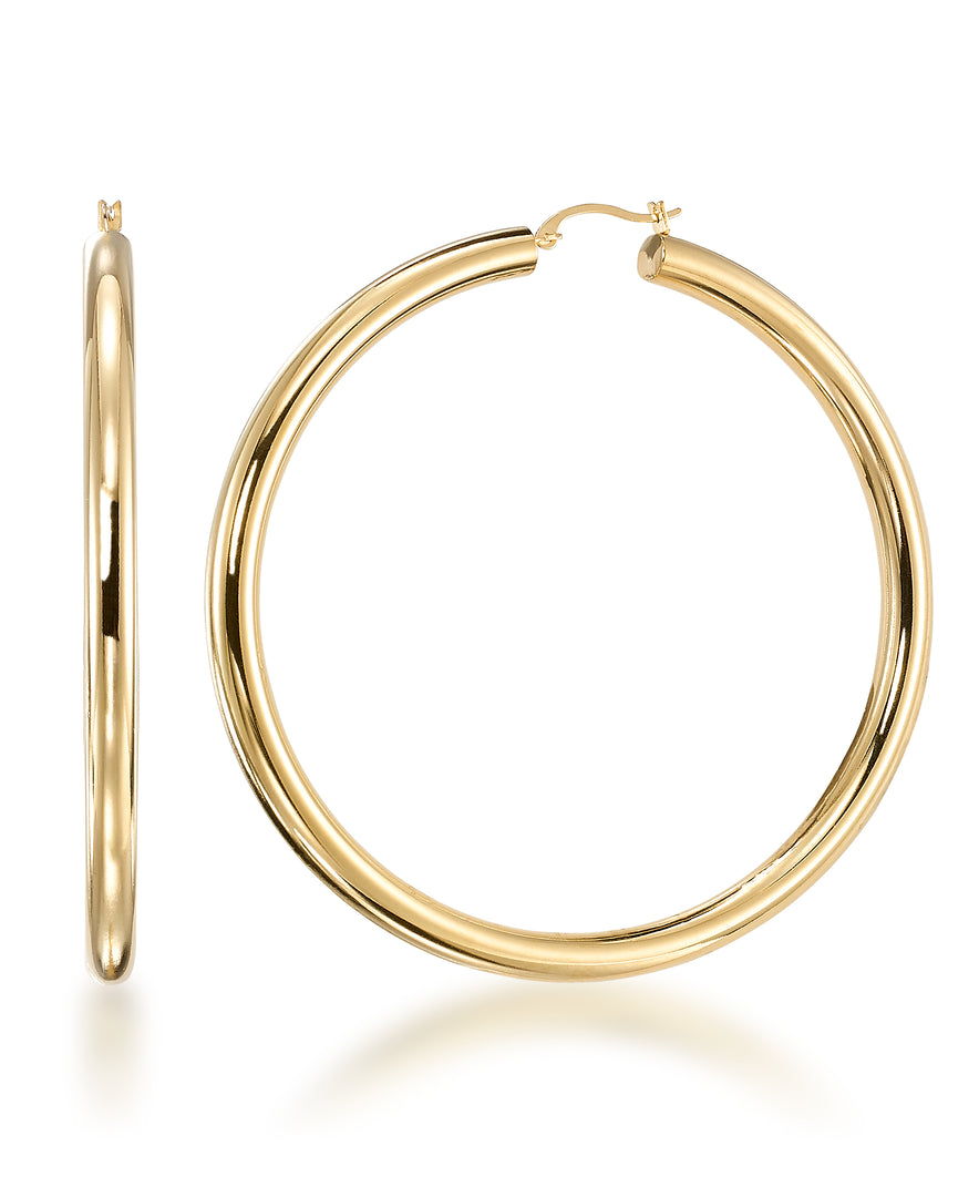 Yellow Gold_Gold Luxe® 14K Gold Large Round Hoop Earrings. Dent Resistant, Infused with Nano Diamond Resin Core® - iHeart Jewels_I_Heart_1