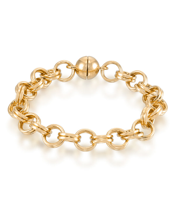 Yellow Gold_Gold Luxe® 14K Yellow Gold Double Rolo Bracelet. Dent Resistant, Infused with Nano Diamond Resin Core® . Average Wrist Size. - iHeart Jewels_I_Heart_1