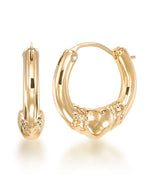Cargar imagen en el visor de la galería, Yellow Gold_Gold Luxe® 14K Yellow Gold  Petite Claddagh Hoop Earrings. Dent Resistant, Infused with Nano Diamond Resin Core® - iHeart Jewels_I_Heart_1
