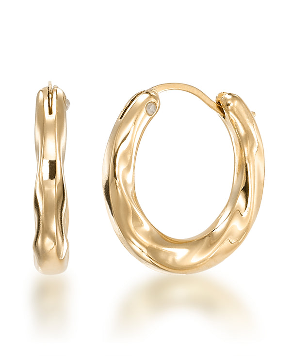 Yellow Gold_Gold Luxe® 14K Yellow Gold Petite Graduated Twist Hoop Earrings. Dent Resistant, Infused with Nano Diamond Resin Core® - iHeart Jewels_I_Heart_1