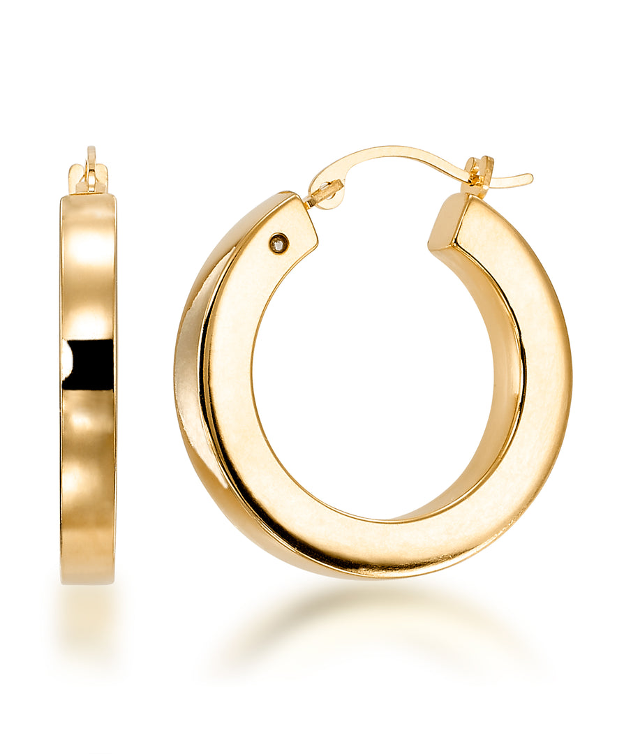 Yellow Gold_Gold Luxe® 14K Yellow Gold Square Tube Round Hoop Earrings. Dent Resistant, Infused with Nano Diamond Resin Core® - iHeart Jewels_I_Heart_1