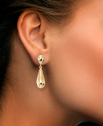 Cargar imagen en el visor de la galería, Yellow Gold_Gold Luxe® 14K Yellow Gold Teradrop Dangle Earrings.  Dent Resistant, Infused with Nano Diamond Resin Core® - iHeart Jewels_I_Heart_1
