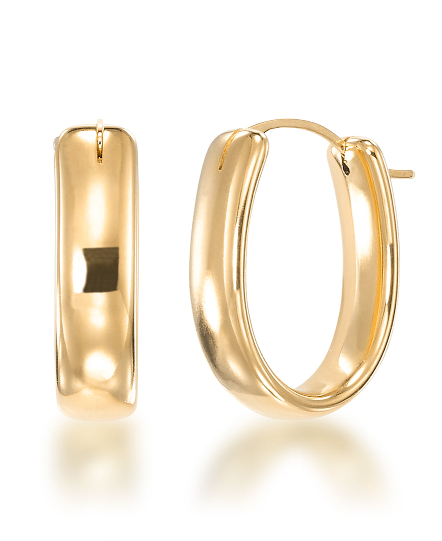 Yellow Gold_Gold Luxe® 14K Yellow Gold Wide Oval Hoop Earrings. Dent Resistant, Infused with Nano Diamond Resin Core® - iHeart Jewels_I_Heart_1