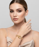 Cargar imagen en el visor de la galería, Yellow Gold Tone_1/2 CT. T.W. Simulated Diamond Organic Multi Link Bracelet , 7&quot;_I_Heart_1
