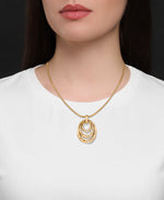 Load image into Gallery viewer, Yellow Gold Tone Yellow Gold Tone_1/6 CT. T.W. Simulated Diamond Organic Tripple Oval Pendant , 18&quot; Chain_I_Heart_1
