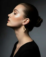 Load image into Gallery viewer, Yellow Gold Tone_1/8 CT. T.W. Simulated Diamond Freeform Teardrop Dangle Earrings_I_Heart_1
