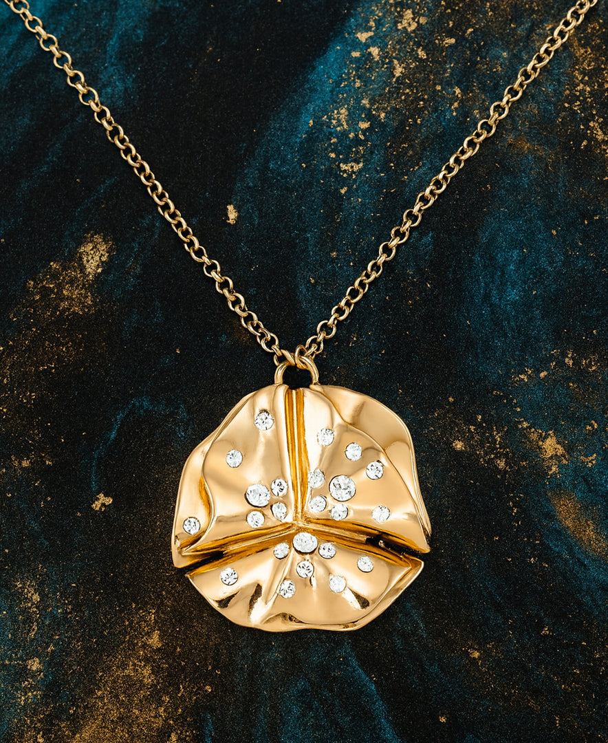 Yellow Gold Tone_1/10 CT. T.W. Simulated Diamond Organic Starburst Pendant , 18" Chain_I_Heart_1