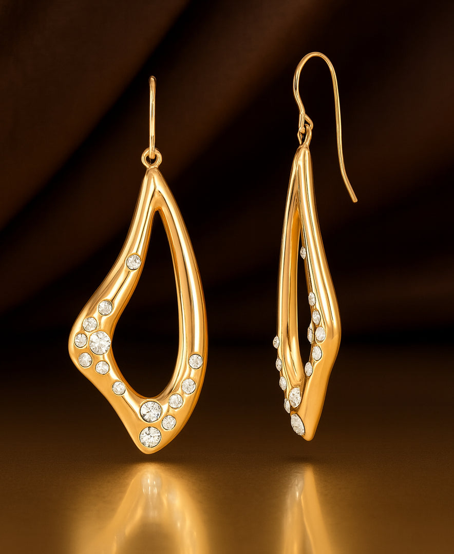 Yellow Gold Tone_1/8 CT. T.W. Simulated Diamond Freeform Teardrop Dangle Earrings_I_Heart_1